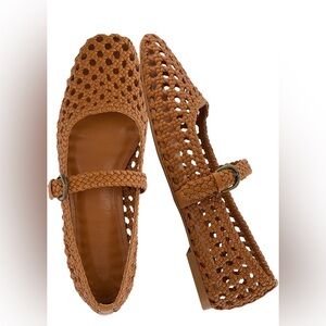 CUSHIONAIRE Weston Women’s Hand Woven Flats Faux Leather Mary Jane Memory Foam